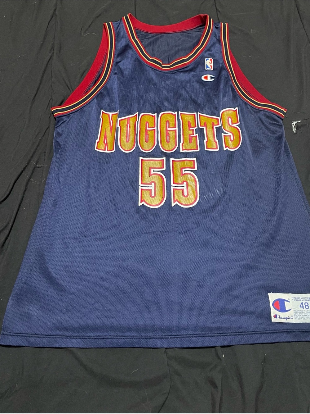Vintage Denver Nuggets Dikembe Mutombo Champion Jersey Mens Size 48 or XL NBA